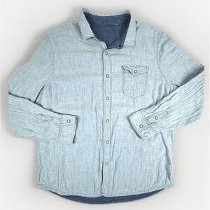 Jeremiah American Legacy Shirt Reversible Medium Pearl Snap Long Sleeve Blue EUC